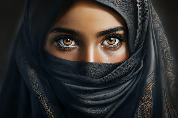 Ragazza araba in un niqab khimara