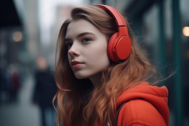 Ragazza ascolta musica Genera Ai