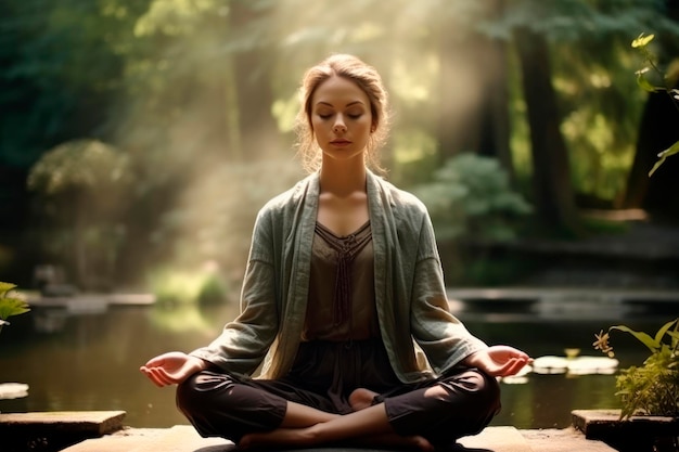 ragazza che fa meditazione e yoga