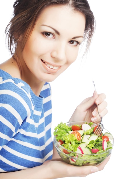 Ragazza che mangia cibo sano