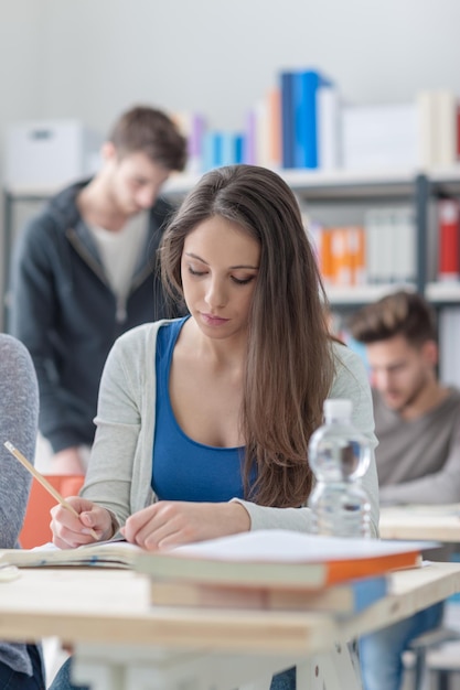 Ragazza che studia alla scrivania