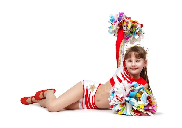 Ragazza cheerleader con pompon