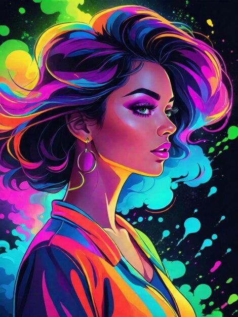 ragazza colorata al neon