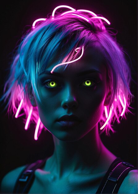 ragazza con effetto neon marginale