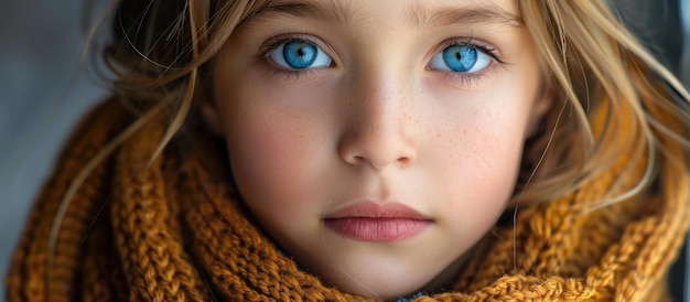 Ragazza con gli occhi blu con la sciarpa