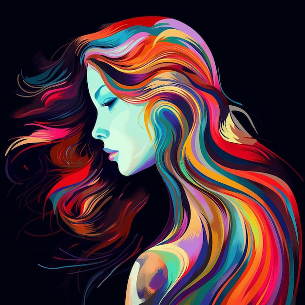 Ragazza con i capelli colorati IA generativa