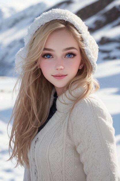 Ragazza con il cappello bianco