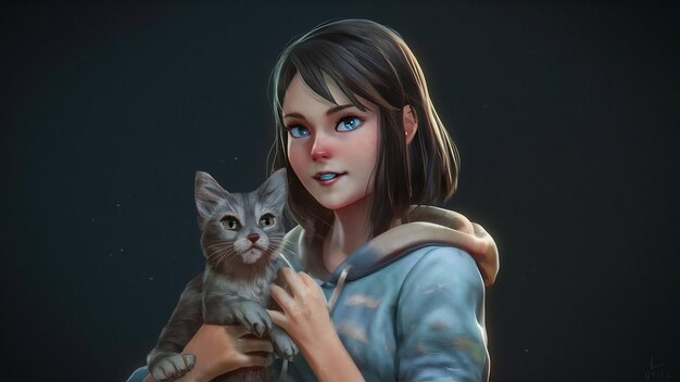 Ragazza con il gatto