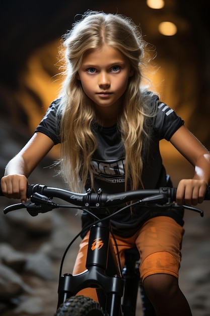 Ragazza con la tuta da bicicletta