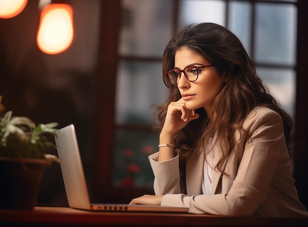 Ragazza con laptop Illustrazione AI GenerativexA