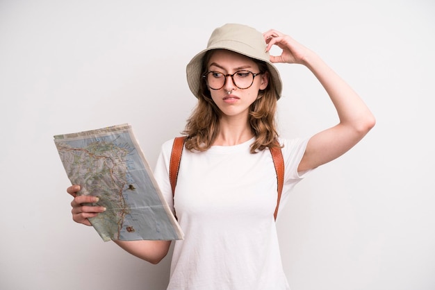 Ragazza con un concetto turistico della mappa della città