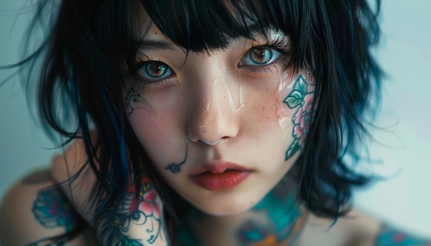 Ragazza con un tatuaggio in 3D