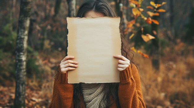 Ragazza con una carta vuota per scrivere