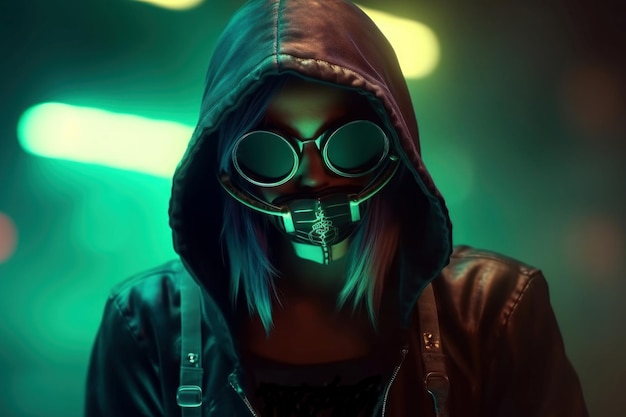 Ragazza cyberpunk in pelle Genera Ai