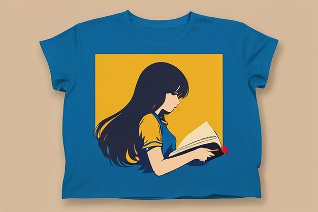 Ragazza di anime che legge un libro seduta sulla sedia dei libri