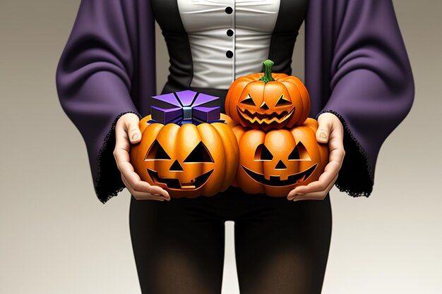 Ragazza di Halloween che dà l'illustrazione del fondo della carta da parati di promo di evento del regalo di Halloween