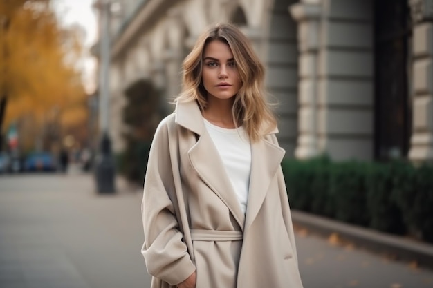 Ragazza di moda minimalista beige