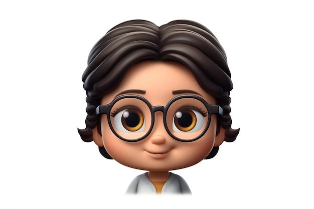Ragazza Emoji con gli occhiali su sfondo trasparente AI