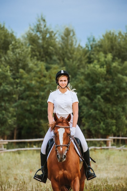 Ragazza fantino a cavallo