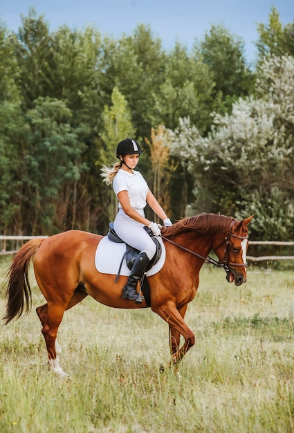 Ragazza fantino a cavallo