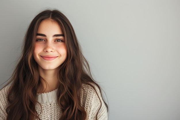 Ragazza felice con i capelli lunghi AI generativa