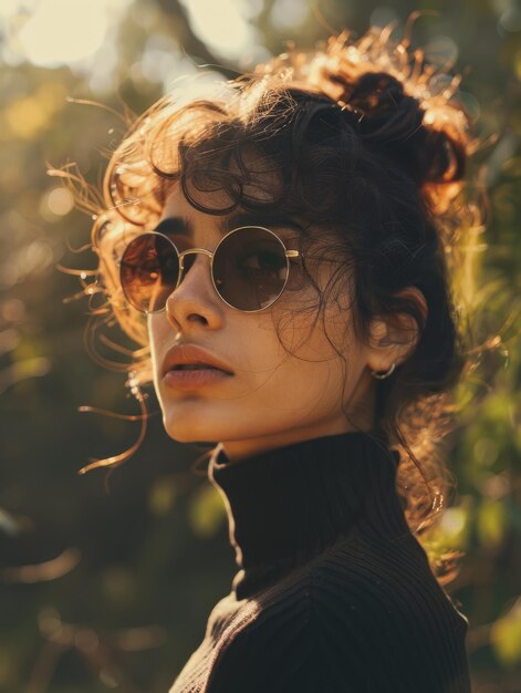 Ragazza indiana adolescente con i capelli ricci marroni illustrazione vintage