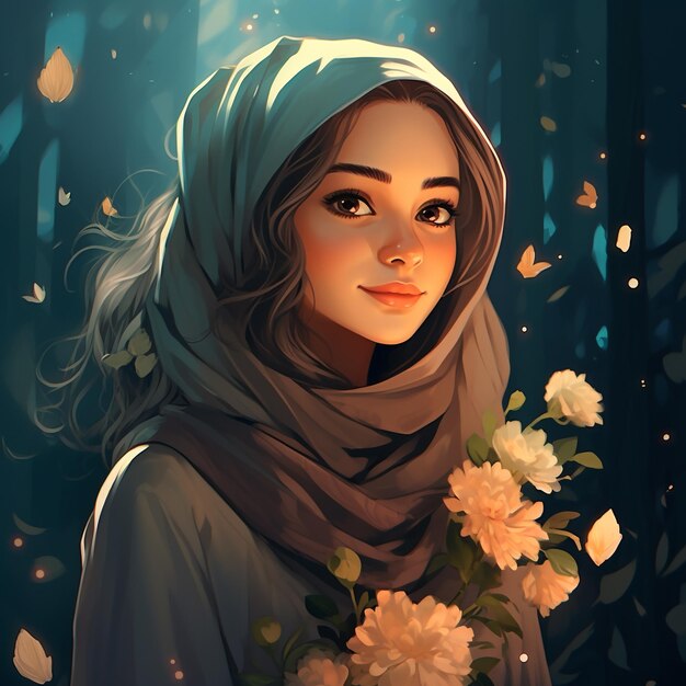 Ragazza Muslimah illustrata