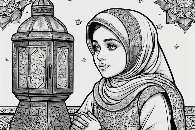 Ragazza musulmana del Ramadan che prega isolata