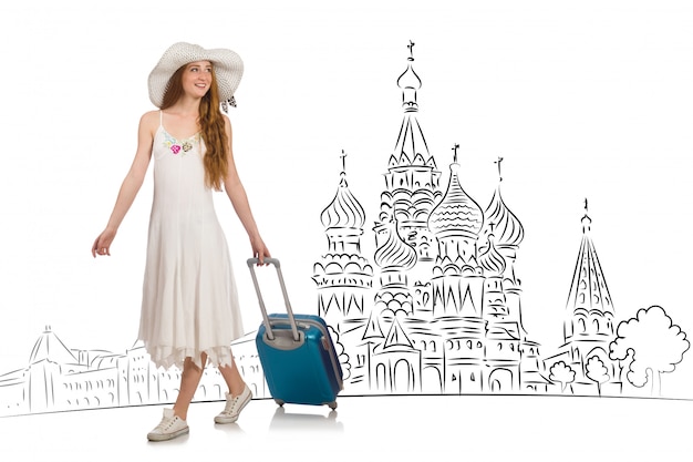 Ragazza nel concetto di turismo in Russia