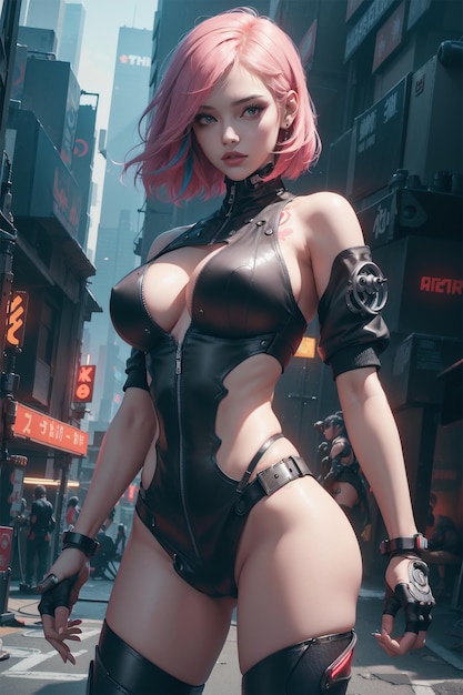 Ragazza samurai cyberpunk