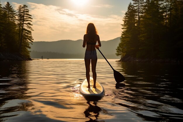 Ragazza si cimenta nell'intelligenza artificiale generativa dello standup paddleboarding