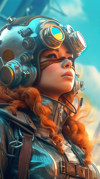 Ragazza Steampunk che guarda il cielo