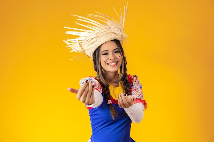 Ragazza vestita con il tradizionale coglione brasiliano