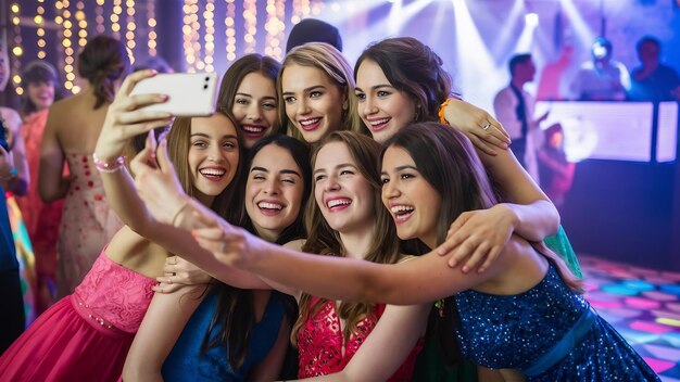 Ragazze che si fanno un selfie alla festa.