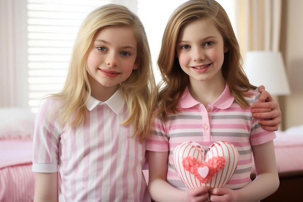 Ragazze di bellezze arrossite nella foto di San Valentino