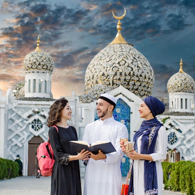 ragazze e ragazzi di buon umore al tempo dell'Eid