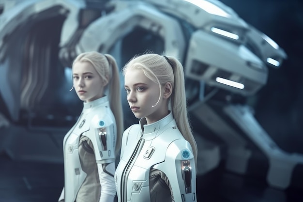 Ragazze futuristiche robotiche Generano Ai