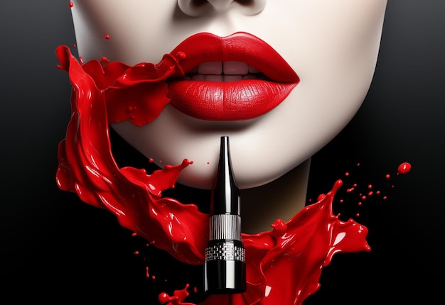 ragazze labbra con rossetto rosso scuro generato in ai