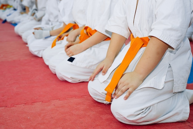 Ragazzi che si allenano sul karate-do.