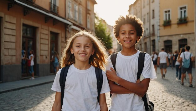 Ragazzi delle scuole elementari che vanno a scuola