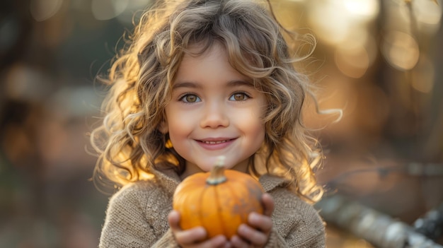 Ragazzina con la zucca in mano