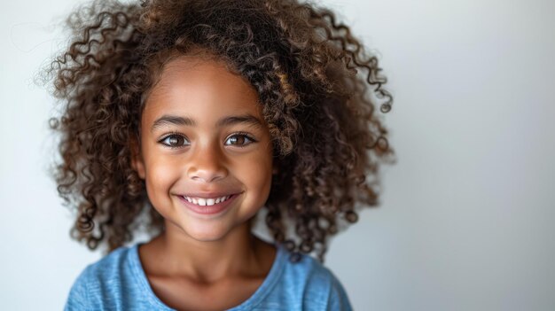 Ragazzina sorridente con i capelli ricci