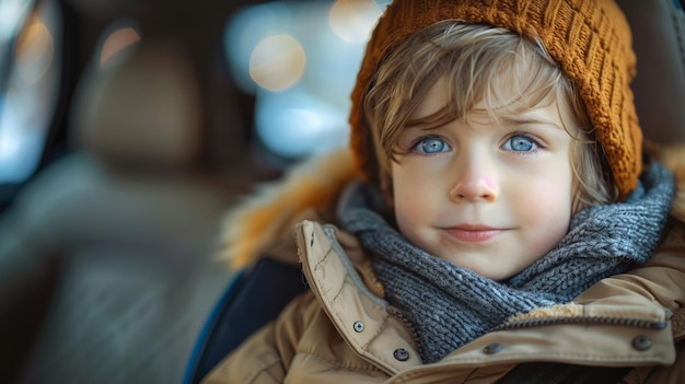 Ragazzino con cappello e sciarpa