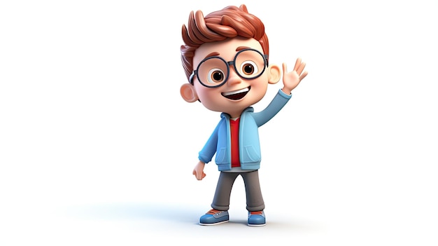 Ragazzo 3D cartoon carino generato da ai