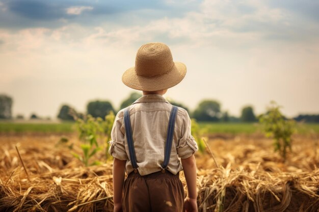 Ragazzo bambino contadino americano laborioso Fattoria di mais Genera Ai