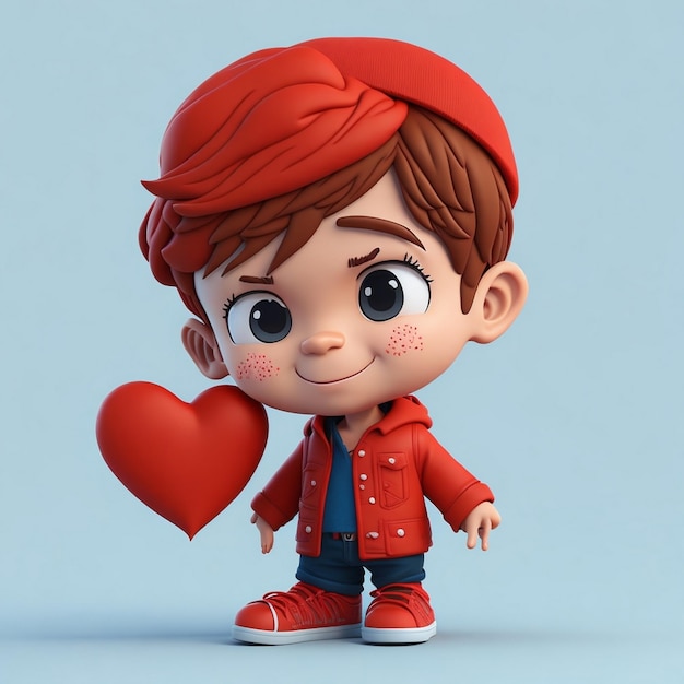 Ragazzo carino cartone animato ragazzo amore immagine icona carino stile fumetto ragazzo selvaggio illustrazione 3D rendering C4D