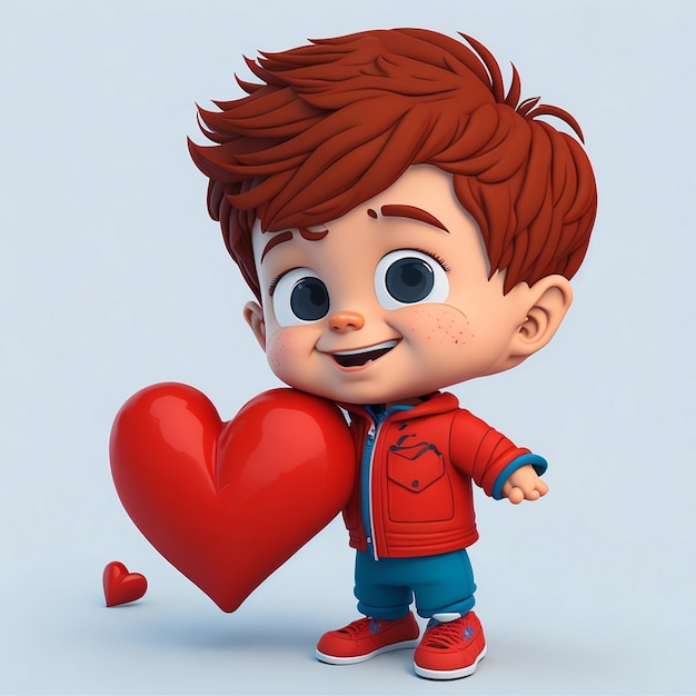 Ragazzo carino cartone animato ragazzo amore immagine icona carino stile fumetto ragazzo selvaggio illustrazione 3D rendering C4D