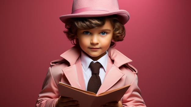 ragazzo carino con il fiocco rosa