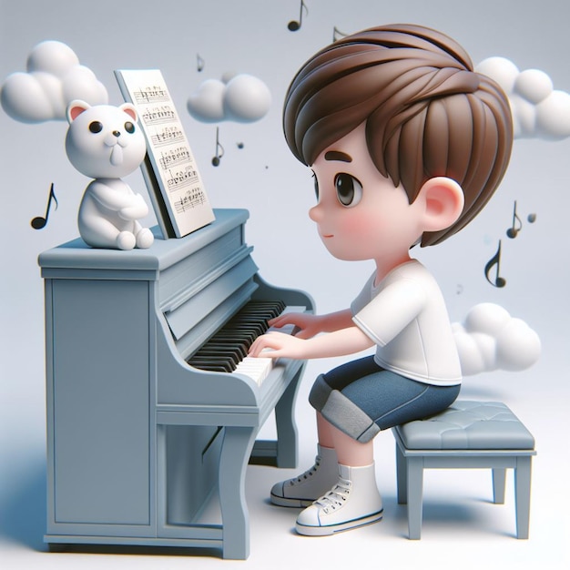 Ragazzo carino e pianoforte