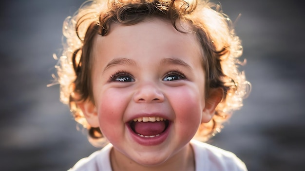 Ragazzo caucasico in età prescolare con emozioni facciali luminose